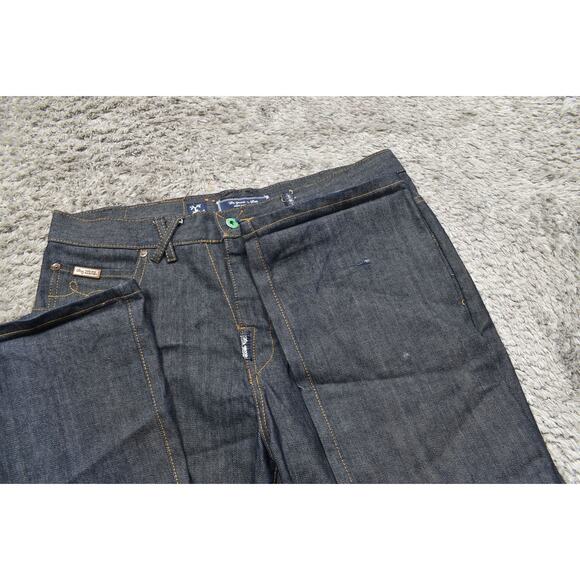 Y2K Baggy LRG Mens Straight Jeans Blue Cotton 34x30 Dark Wash Baggy - Picture 7 of 9